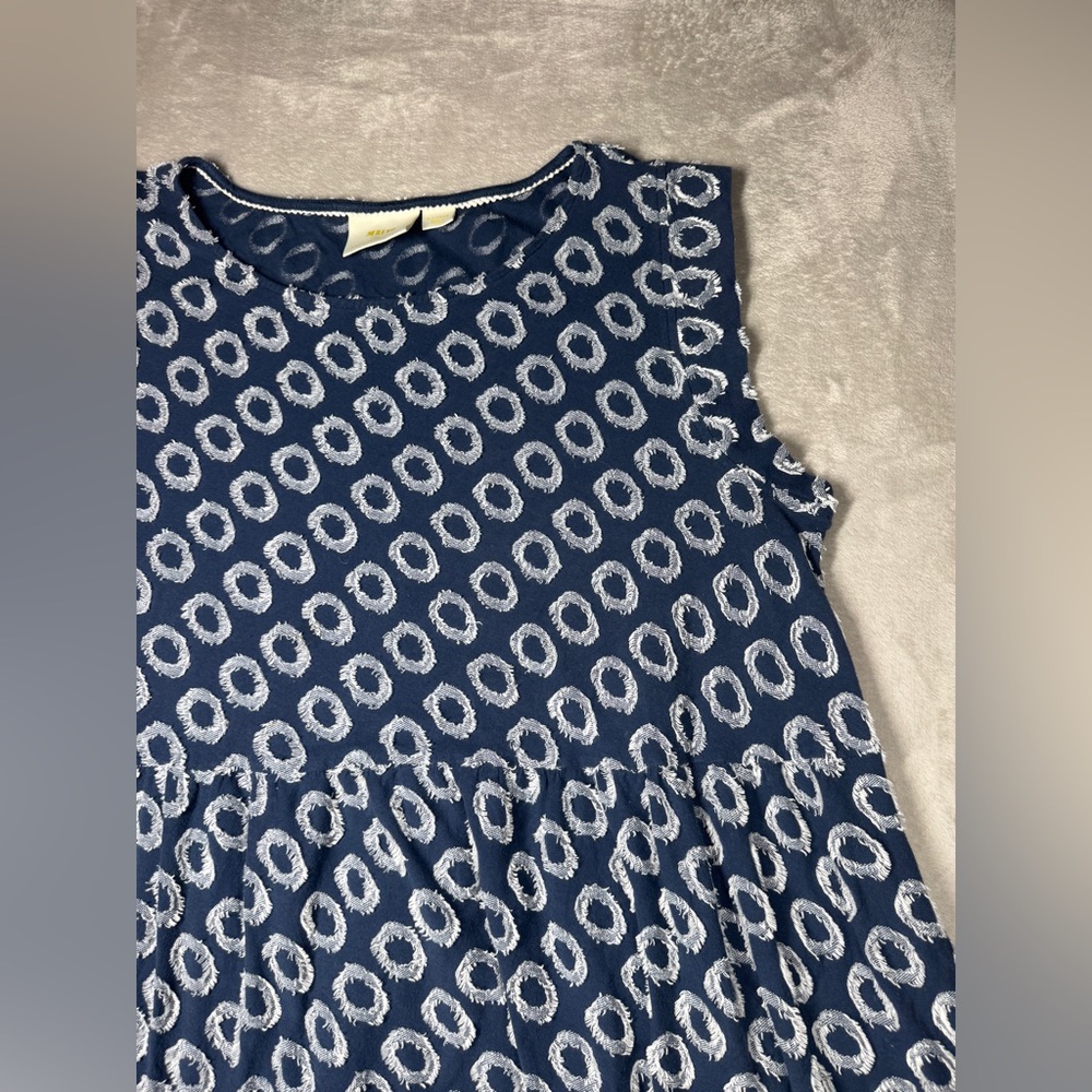 Anthropologie Maeve Lisanne Textured Polka Dot Navy Blue White Tunic Dress XL - Picture 6 of 16